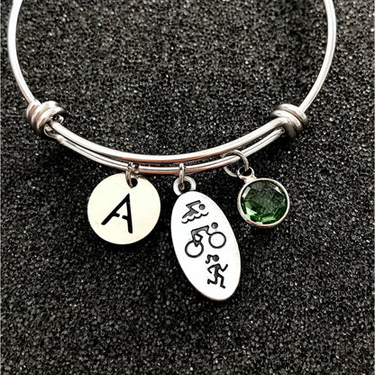 Triathlete Bracelet Gift, Swim Bike Run Jewelry