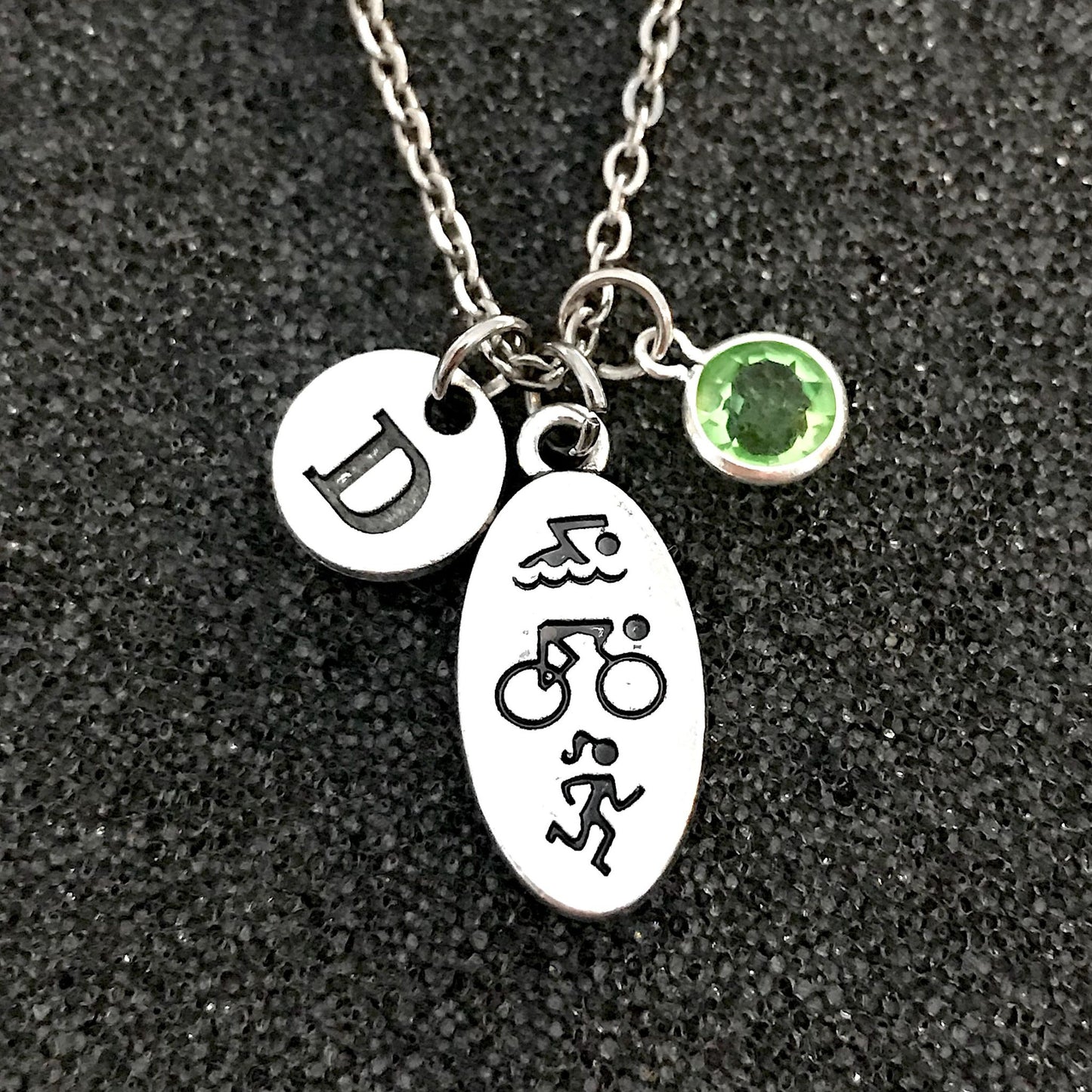 Triathlete Necklace Gift, Swim Bike Run Jewelry