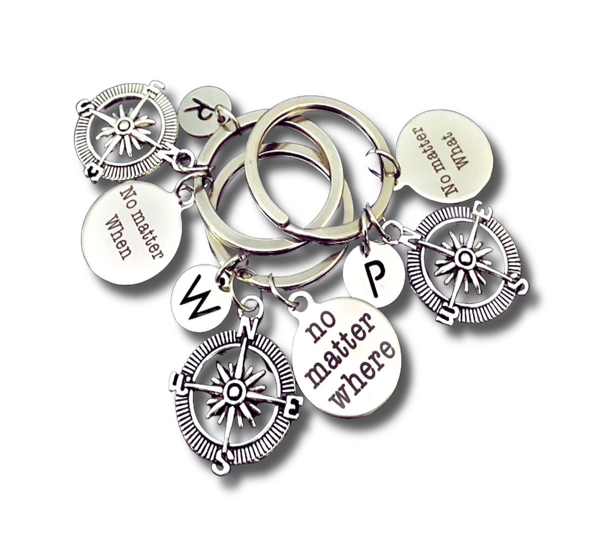 Best Friends Gifts, No Matter Where, No matter What, No matter When, Set of 3 keychains