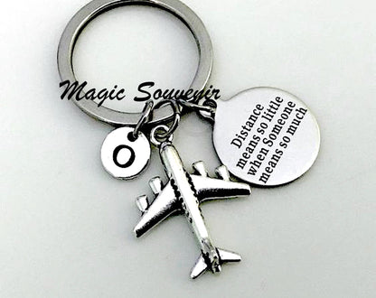 Apart by Distance but never our hearts, Long distance gift, Best Friend gift, Relationship, Airplane keychain, Gift for Him Initial Keychain