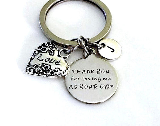 Gift for Step-Dad, Gift for Step mom, Step mom keychain, Step dad keychain, Thank you for loving me as your own, Step-dad step mom gifts