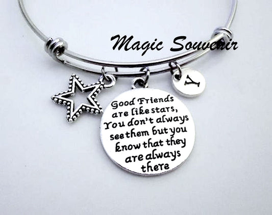 Gift for Friend, Friend Bangle, Friendship Gift, Good friends are like Stars, Gifts for Good friend, Friendship jewelry, Silver bangle