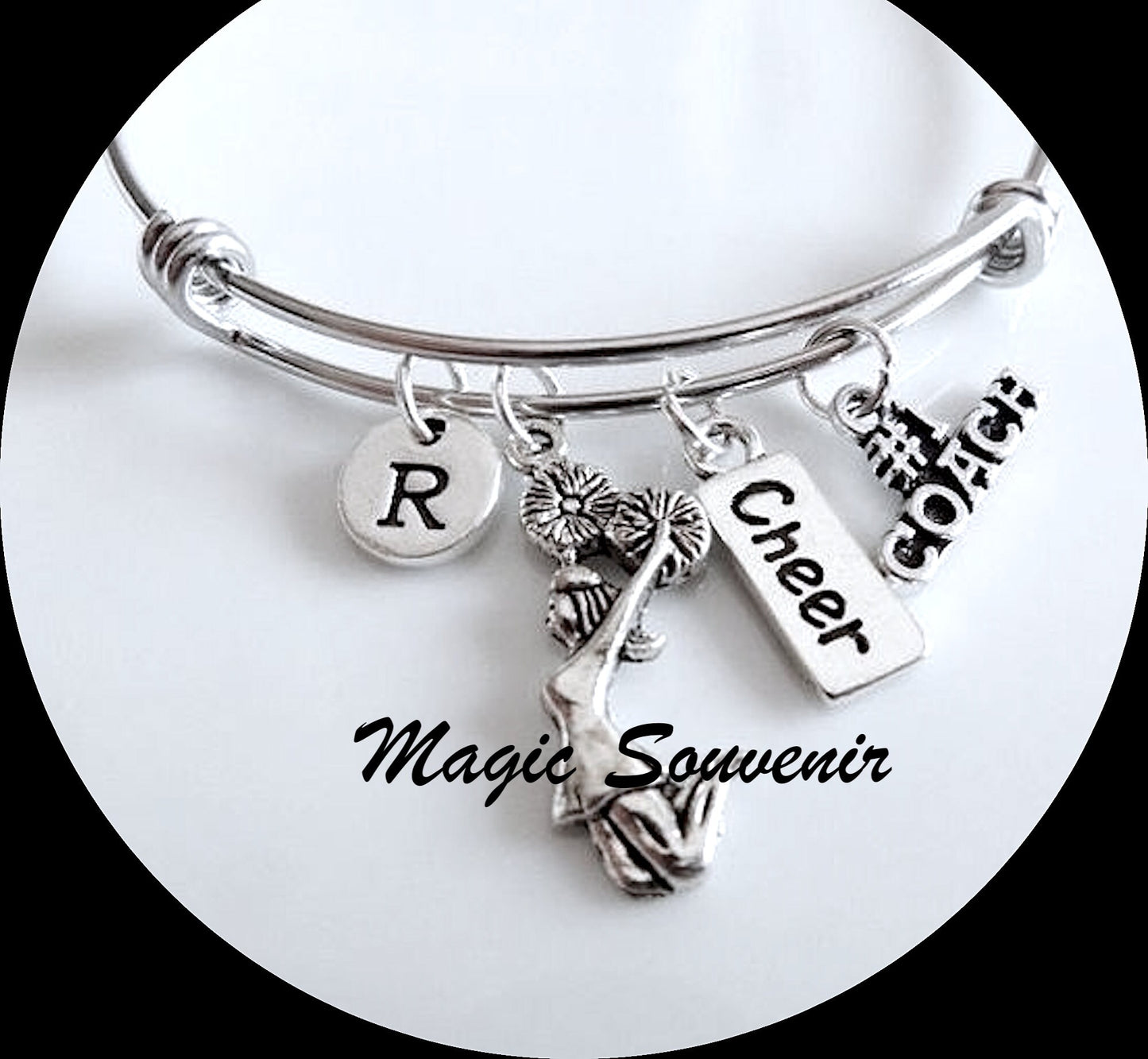 Cheer Coach Bangle, Gift for Cheerleader Coach, Cheerleading jewelry, Team Gift Ideas for Cheer Coach, A great Coach is hard to find and