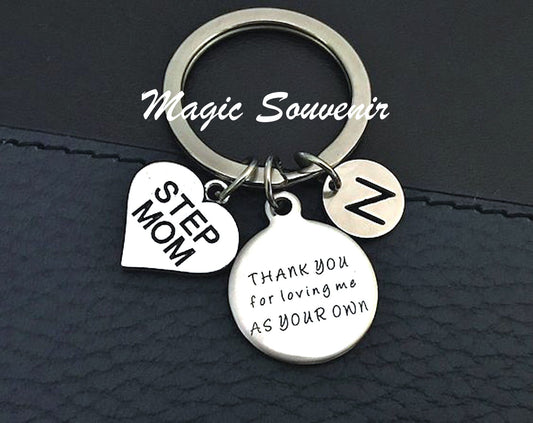 Step Mom Gift, Step Mom Keychain, Thank you for loving me as your own, Gift for Guardian, Foster parents keychain, Step Mom Adoption gift