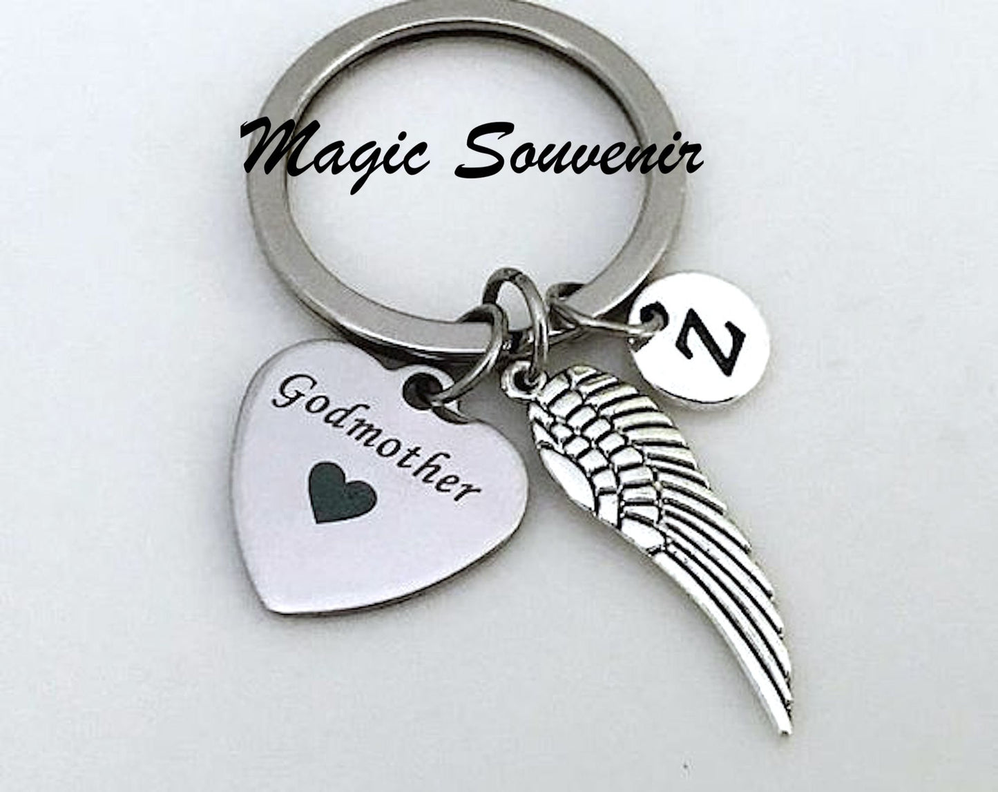 Gift for Godmother, Godmother jewelry, Godmother keychain, Baptism jewelry, Godmother Keychain, Angel wing, Personalized Godmother gift