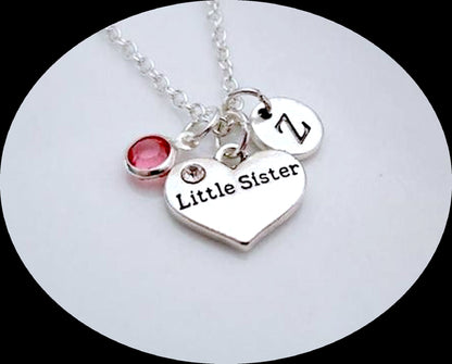 Gift for Little Sister, Little sister Necklace, silver necklace for Little Sister, Birthday's gift for Lil sister, initial Necklace