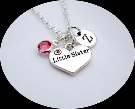 Gift for Little Sister, Little sister Necklace, silver necklace for Little Sister, Birthday's gift for Lil sister, initial Necklace