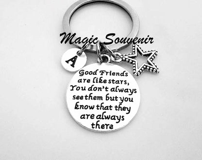 Best Friend keychain, Gift for Friends, good friends are like stars, You don't always see them but you know that they are always there, BFF