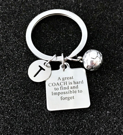 Soccer Coach gift, Gift for Soccer Coach, Soccer keychain, A great Coach is hard to find and impossible to forget,Soccer silver keychain