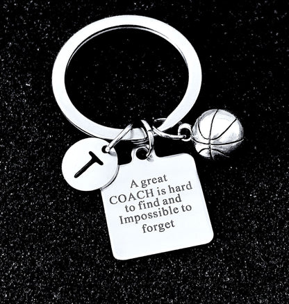 Basketball Coach gift, Gift for Basketball Coach, Basketball keychain, A great Coach is hard to find and impossible to forget silver keyring