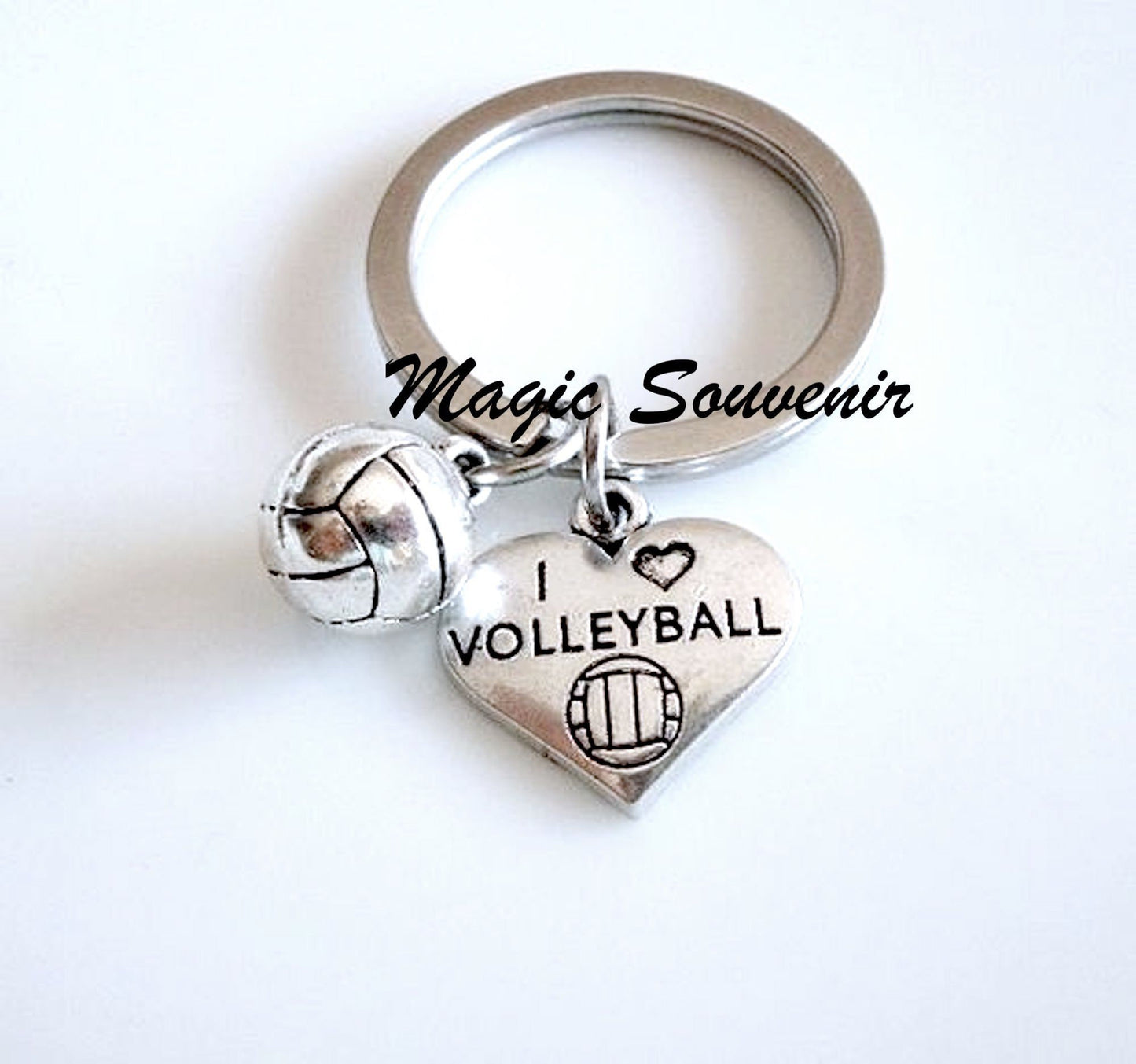 Volleyball keychain, Gift for Volleyball Player, I love volleyball, Volleyball Mom Gift, Volleyball Charm, Gift for Volleyball team, Initial