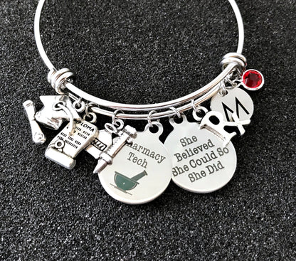 Pharmacy Tech bangle, Graduation gift for Pharmacy Technician, Graduation gift for Her, RX bangle, College Graduation gift, Pharmacy  bangle