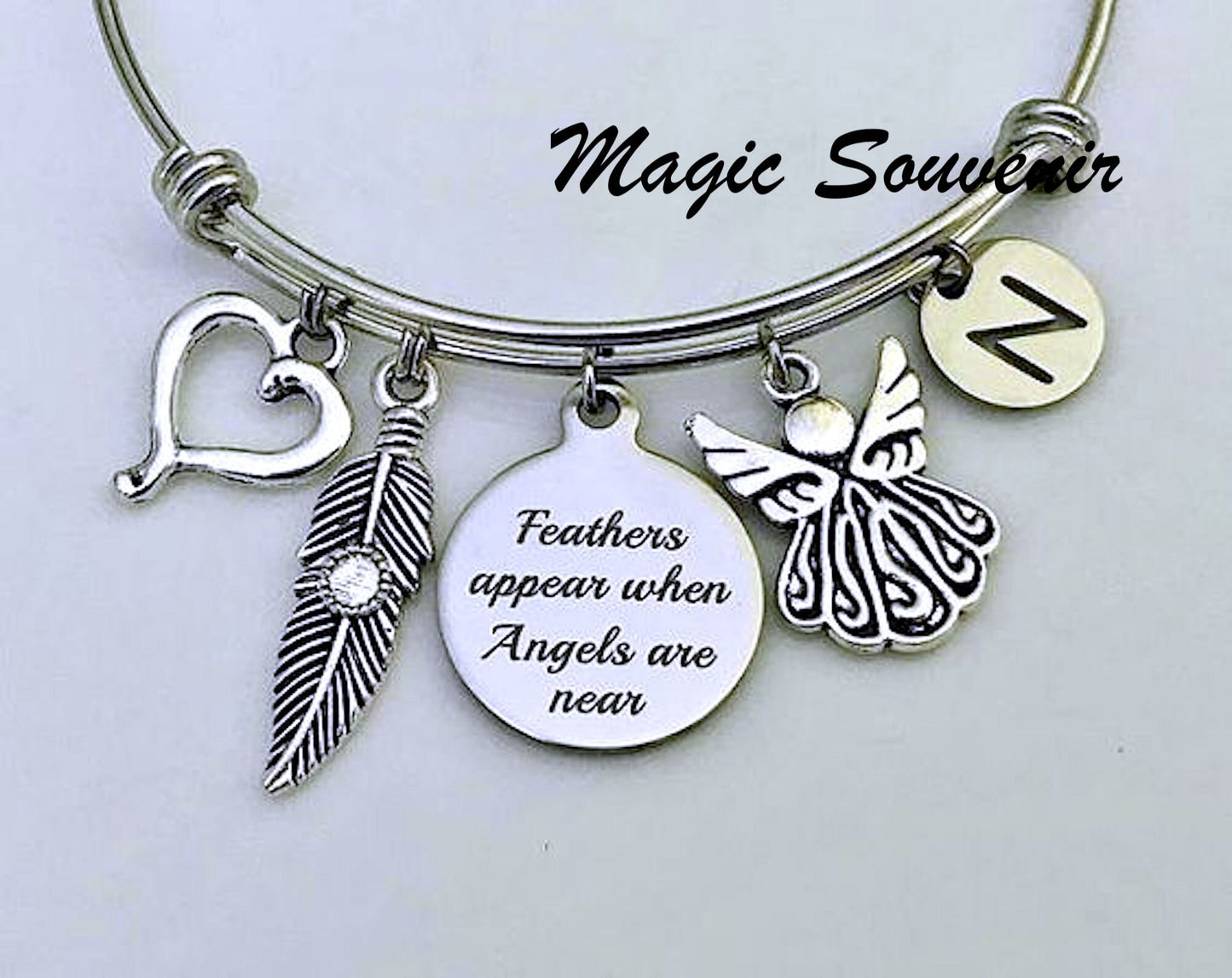 Memorial Gift, Bereavement Gift, Feathers appear when Angels are near,  Remembrance quote, Angel Wing, Guardian Charm, Feather Charm, Loss