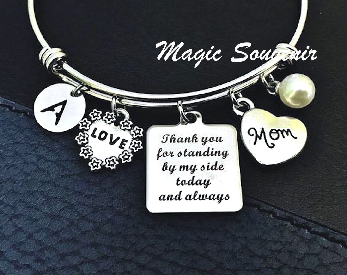 Mom Gift, bangle for Mom, gift for Mom from Bride, From Groom, Thank you for standing by my side today and always, Wedding jewelry gifts