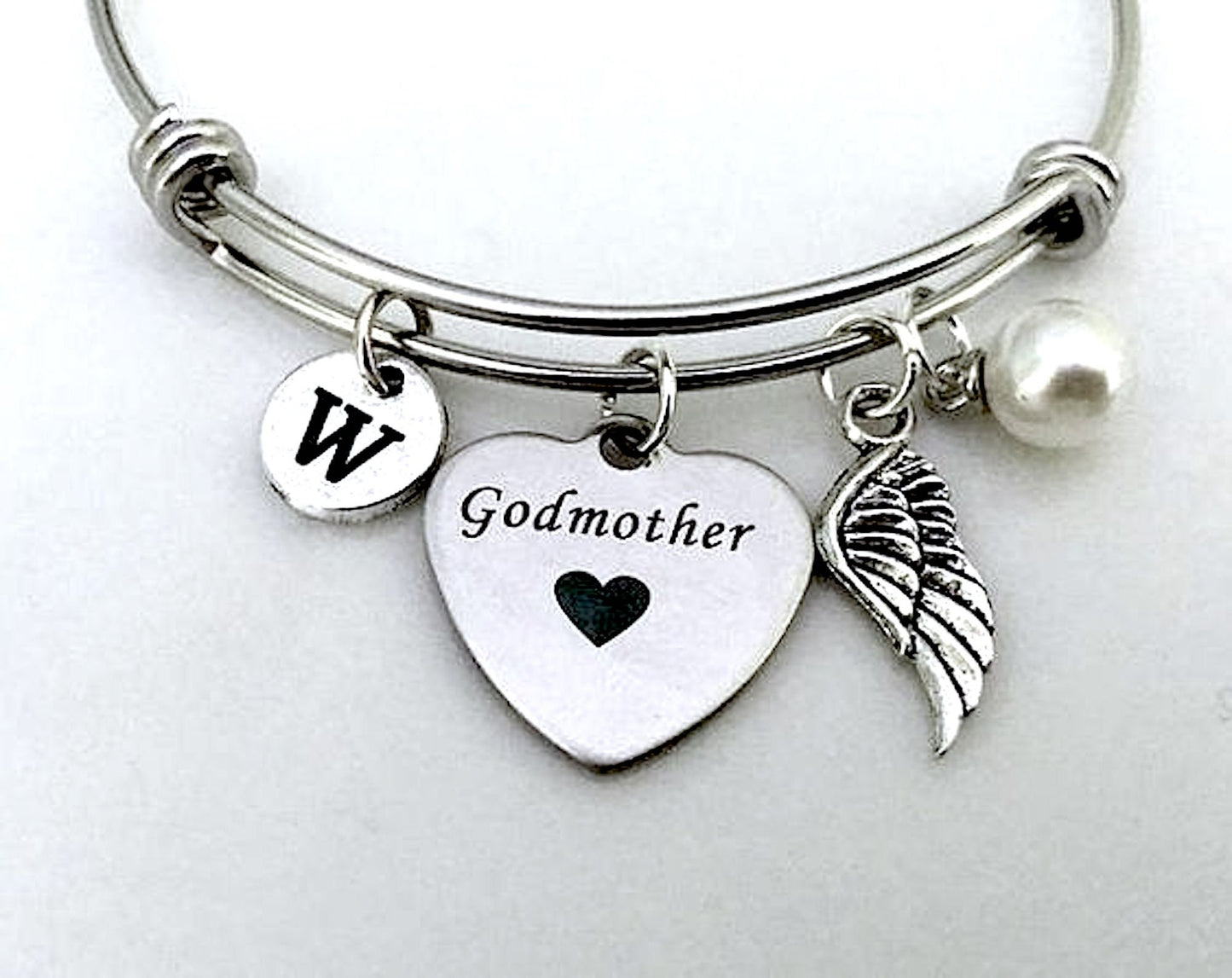 Godmother Gift, Godmother Bangle, Baptism, Angel keychain, Godmother jewelry, Gift for Godmother, Personalized gift for Godmother