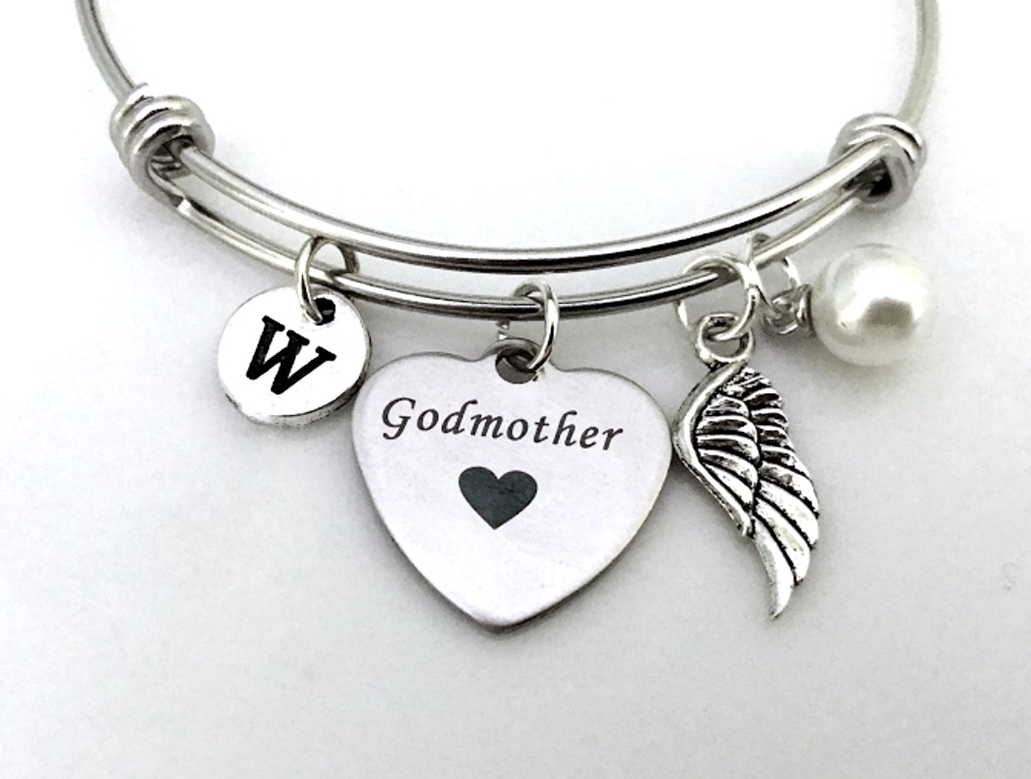 Godmother Gift, Godmother Bangle, Baptism, Angel keychain, Godmother jewelry, Gift for Godmother, Personalized gift for Godmother