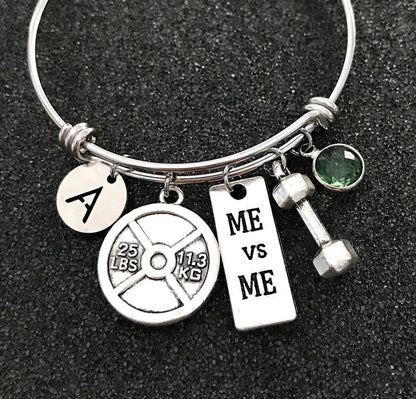 Me versus Me bangle, Motivational gift, Bodybuilding gifts, Fitness Gifts, Weight Lifting Gift, Personalized Dumbbell, Self challenge,