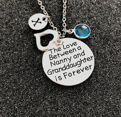 Nanny necklace, Gift for Nanny, Nanny birthday gift, Gift for Granddaughter, The love between Nanny and granddaughter is forever, Custom