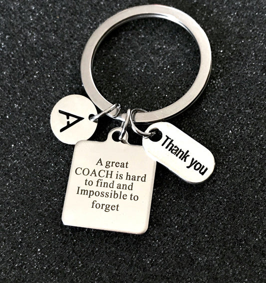 Coach gift, Coach gift, Appreciation gift, Thank you charm, Silver keychain, Coach jewelry, Gift for trainer, Personalized keychain