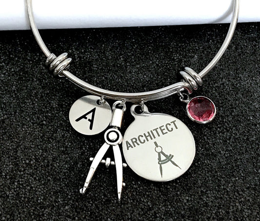 Personalized Architect's Charm Bracelet - Graduation Gift