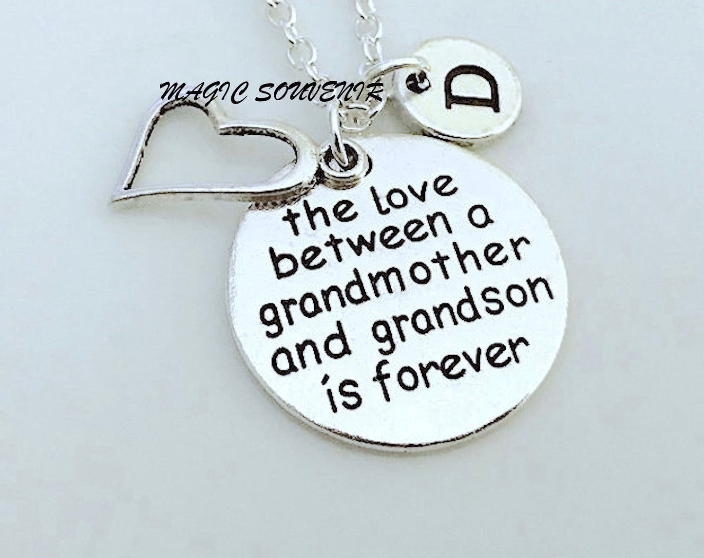 Grandma necklace, Grandma gift, Grandma jewelry, Grandma birthday gift, The love between a grandmother and grandson is forever, Custom Gift