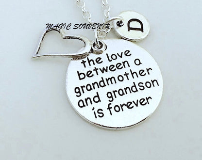 Grandma necklace, Grandma gift, Grandma jewelry, Grandma birthday gift, The love between a grandmother and grandson is forever, Custom Gift