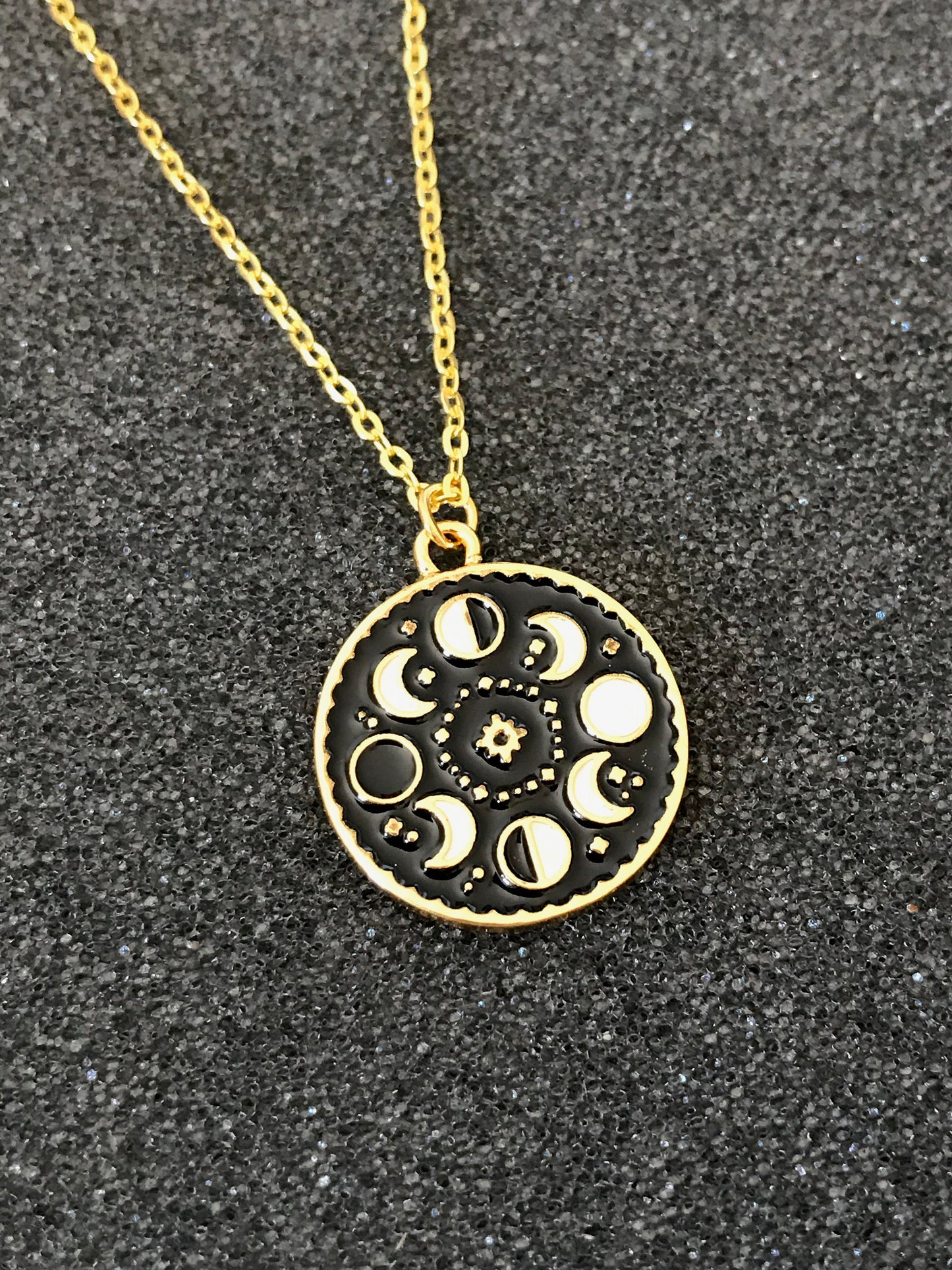 Moon Phase Necklace, Moon Necklace, Moon Astrology, Moon charm, Golden Moon necklace, Lunar phases, Lunar crescent, Pendant pagan Astrology