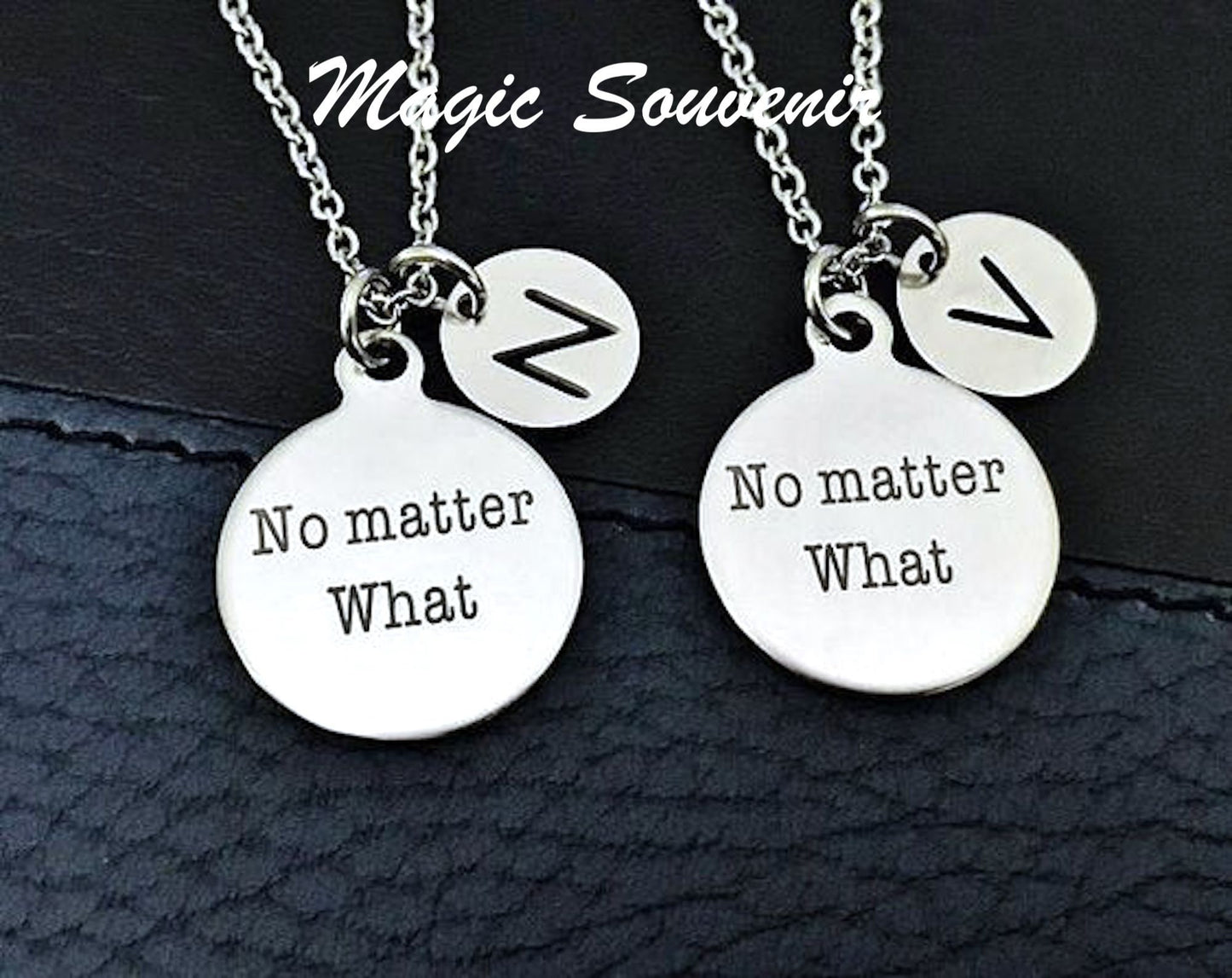 No matter What,  necklace gift for Best friend, Long Distance necklace, Friendship Gift, Silver necklace, Initial necklace, Bff Jewelry