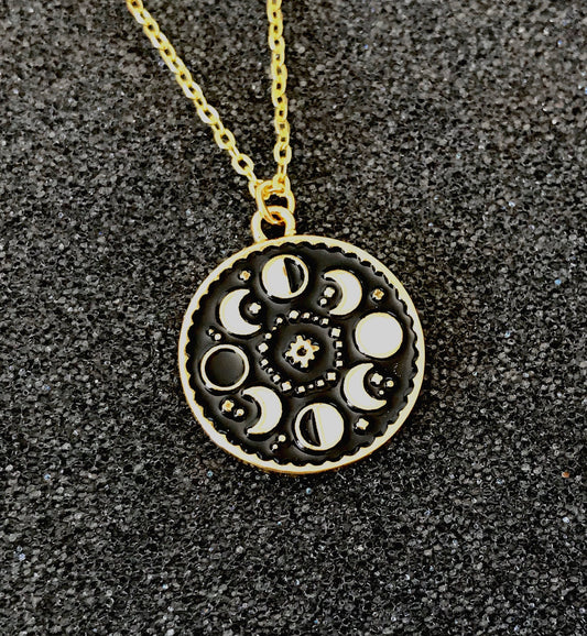 Moon Phase Necklace, Moon Necklace, Moon Astrology, Moon charm, Golden Moon necklace, Lunar phases, Lunar crescent, Pendant pagan Astrology