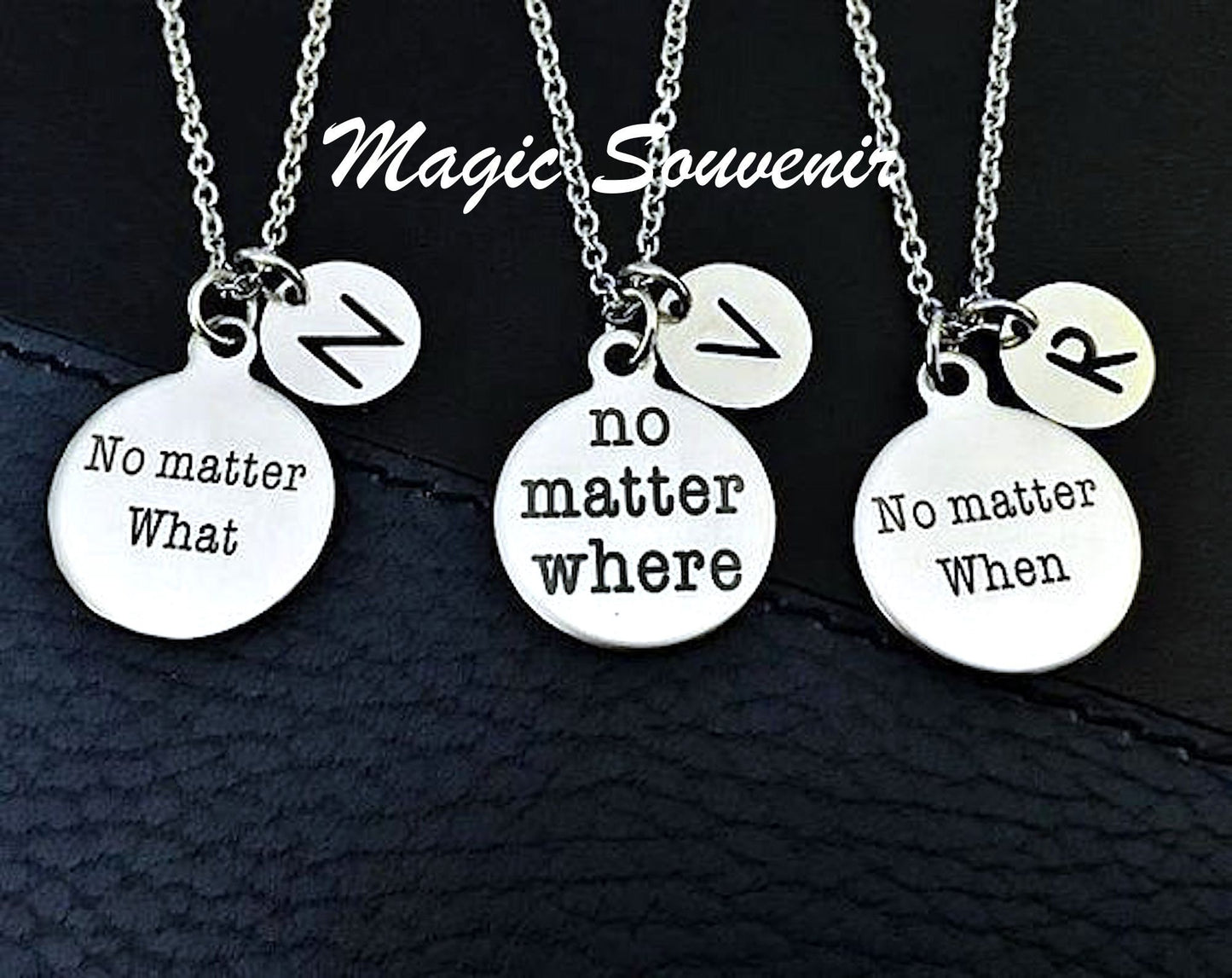 No matter What,  necklace gift for Best friend, Long Distance necklace, Friendship Gift, Silver necklace, Initial necklace, Bff Jewelry