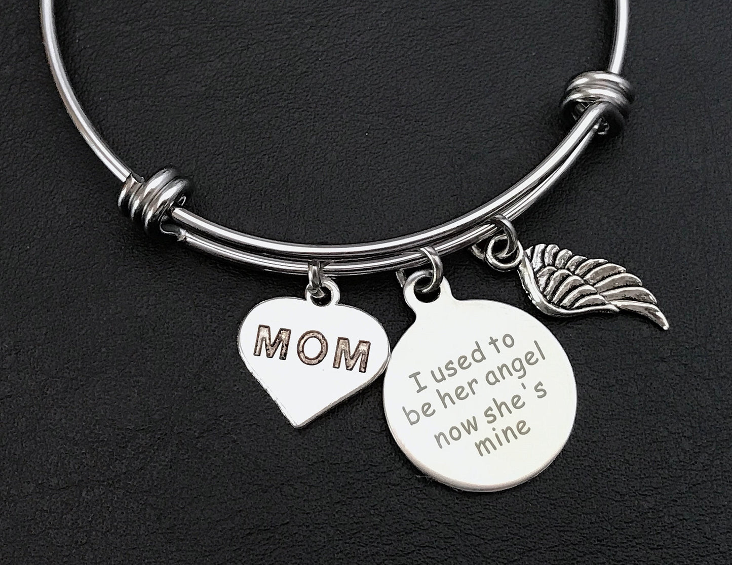 Mom Memorial gift, Mom remembrance, I used to be her angel now she's mine, Mom Gift, Mom remembrance, Bereavement gift, Angel wing charm