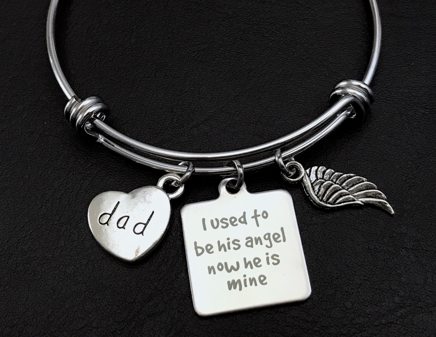 Dad Memorial gift, Dad remembrance, I used to be his angel now he's mine, Dad Gift, Dad remembrance, Bereavement gift, Angel wing charm