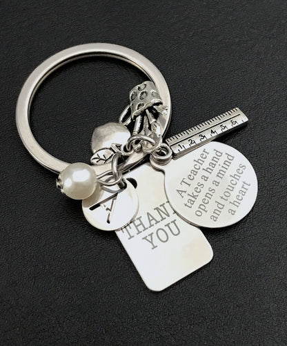 Gift for Teacher, Teacher keychain gift, Thank you gift for teacher, Gift for Daycare provider Appreciation gift for teacher Silver keychain