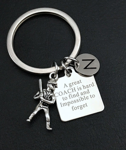 Baseball keychain, Gift for baseball Coach, A coach is hard to find and impossible to forget, Baseball jewelry, Silver keychain for Coach